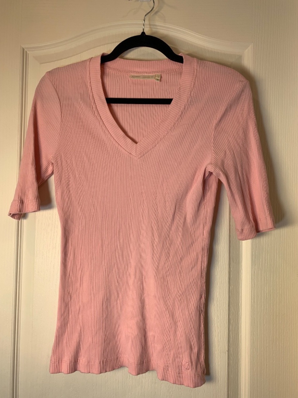 InWear Copenhagen Ribbed V-Neck Fitted Top Pink L